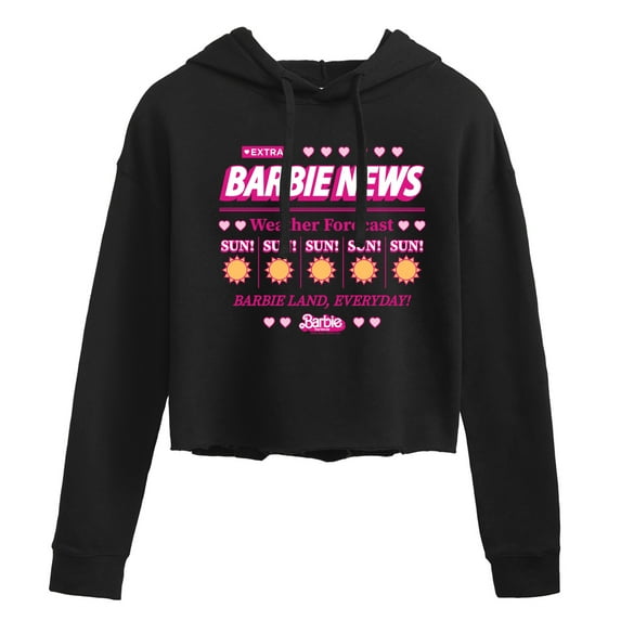 Barbie - Barbie Land New Weather Forecast - Sunny - Juniors Cropped Pullover Hoodie
