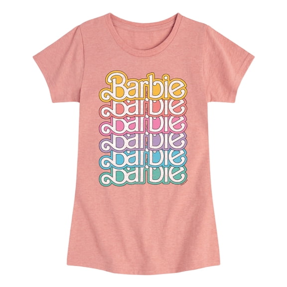 Barbie - Barbie Logo 70S Stacked - Girls Fitted Short Sleeve Graphic T-Shirt