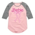 thumbnail image 1 of Barbie - Barbie Logo Bow - Youth Girls Shirt Tail Raglan T-Shirt, 1 of 4