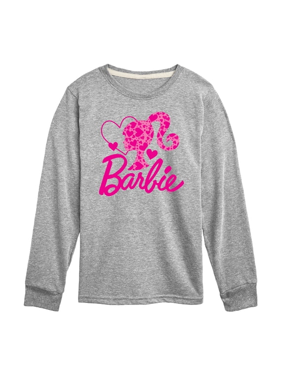 - Barbie Logo Hearts Boys' Long Sleeve Graphic T-Shirt