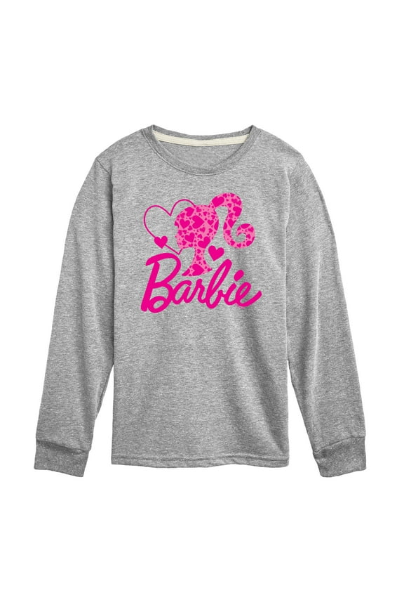 - Barbie Logo Hearts - Toddler And Youth Long Sleeve Graphic T-Shirt