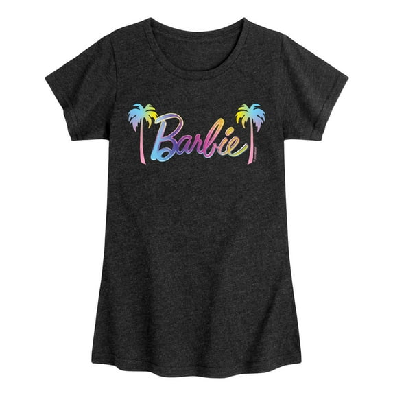 Barbie - Barbie Logo Palm Trees - Girls Fitted Short Sleeve Graphic T-Shirt