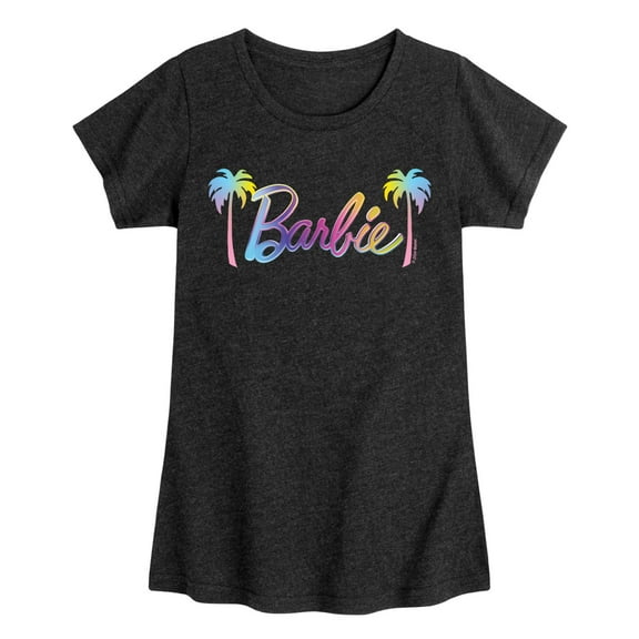 Barbie - Barbie Logo Palm Trees - Girls Fitted Short Sleeve Graphic T-Shirt