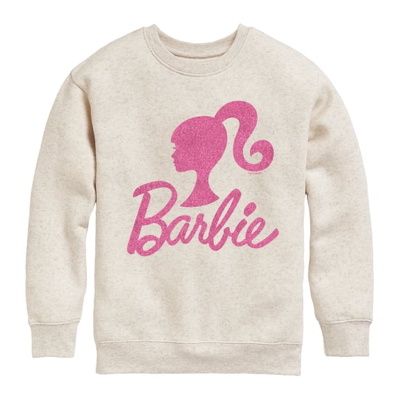 Barbie - Barbie Logo Pink Glitter Transfer - Toddler And Youth Crewneck Fleece Sweatshirt