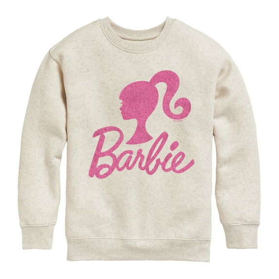 Barbie - Barbie Logo Pink Glitter Transfer - Toddler And Youth Crewneck Fleece Sweatshirt