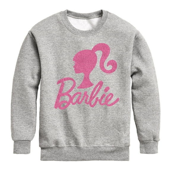 Barbie - Barbie Logo Pink Glitter - Toddler And Youth Crewneck Fleece Sweatshirt