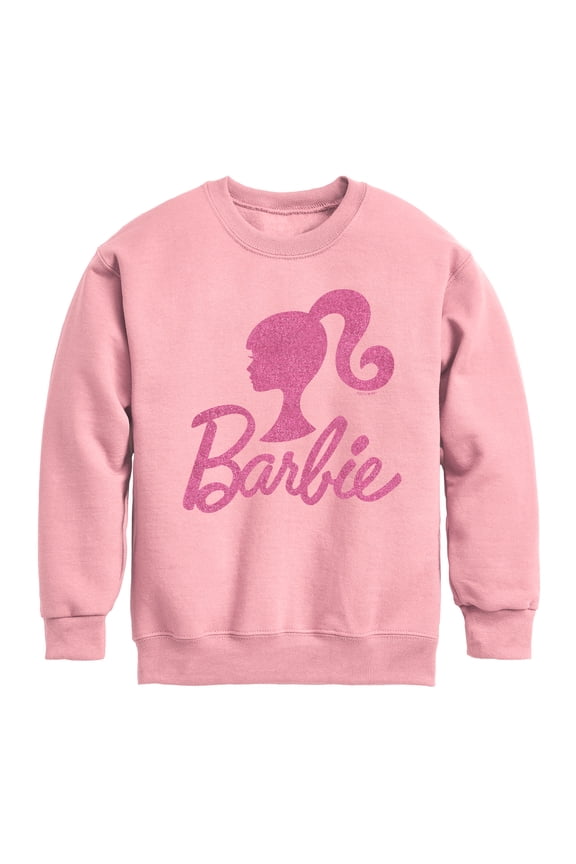 - Barbie Logo Pink Glitter Transfer - Toddler And Youth Crewneck Fleece Sweatshirt
