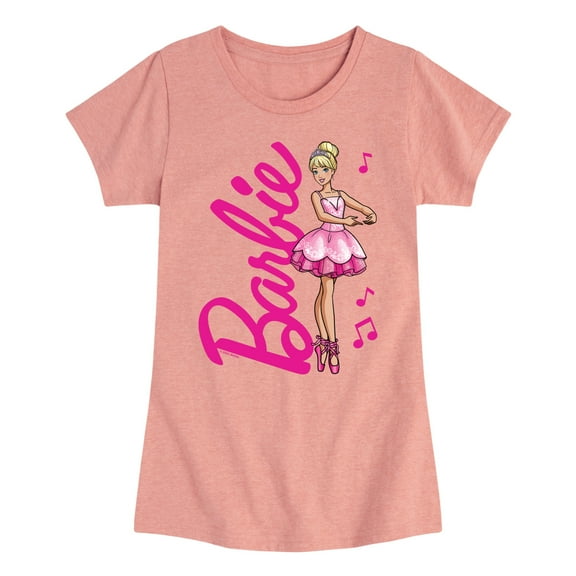 Barbie - Barbie Logo With Ballerina  - Girls Fitted Short Sleeve Graphic T-Shirt
