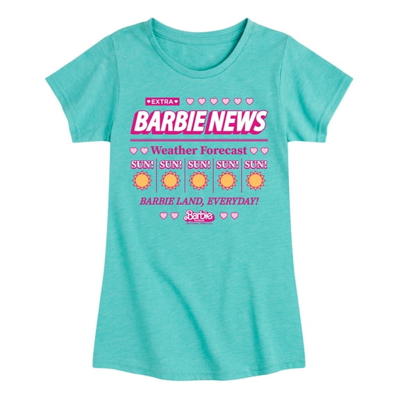 Barbie - Barbie News Weather Forecast Sun! Everyday - Toddler & Youth Girls Short Sleeve Graphic T-Shirt
