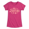 thumbnail image 1 of Barbie - Barbie One Color Retro Flowers - Girls Fitted Short Sleeve Graphic T-Shirt, 1 of 5