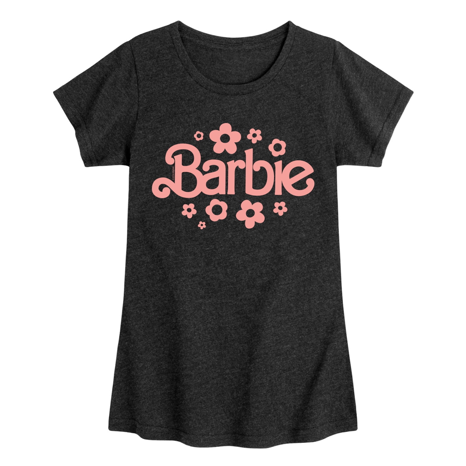 Barbie - Barbie One Color Retro Flowers - Girls Fitted Short Sleeve ...