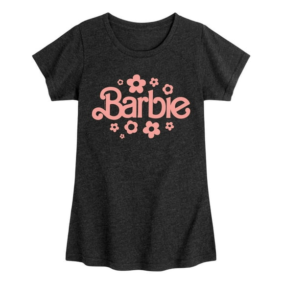 Barbie - Barbie One Color Retro Flowers - Girls Fitted Short Sleeve Graphic T-Shirt