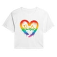 thumbnail image 1 of Barbie - Barbie Rainbow Heart - Juniors Cropped Short Sleeve Graphic T-Shirt, 1 of 4