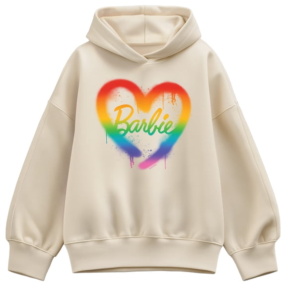 Barbie - Barbie Rainbow Heart  - Ladies Oversized Fleece Hoodie Sweatshirt
