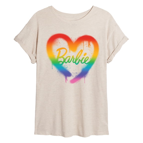 Barbie - Barbie Rainbow Heart - Womens Oversized Graphic T-Shirt