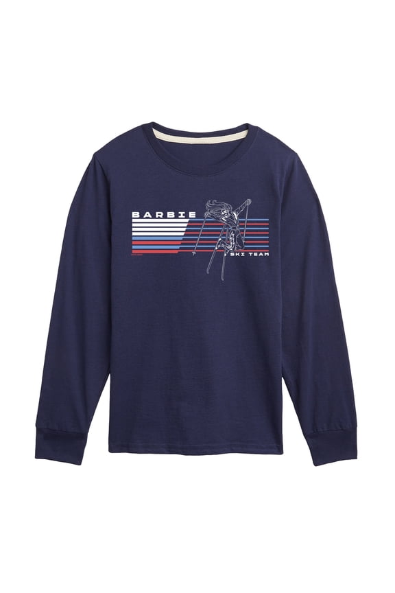 - Barbie Ski Team Horiztonal Chest - Youth Boys Long Sleeve Graphic T-Shirt