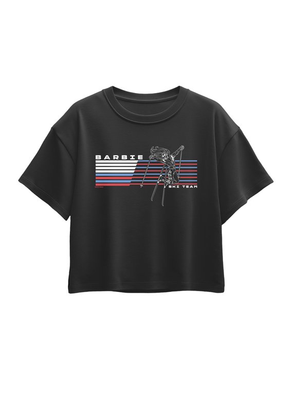 - Barbie Ski Team Horiztonal Chest Girls' Short Sleeve Boxy Graphic T-Shirt