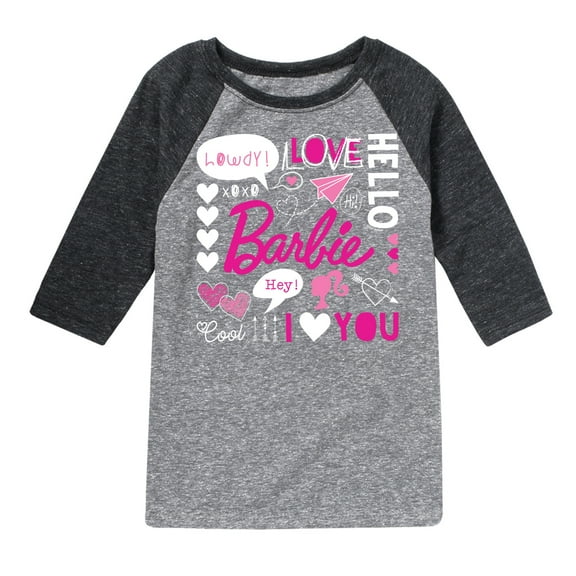 Barbie - Barbie Valentine's Collage - Toddler And Youth Raglan Graphic T-Shirt