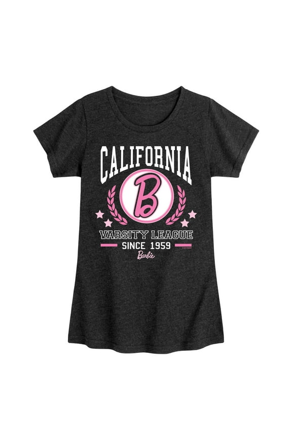 - Barbie Varsity League - Girls Fitted Short Sleeve Graphic T-Shirt