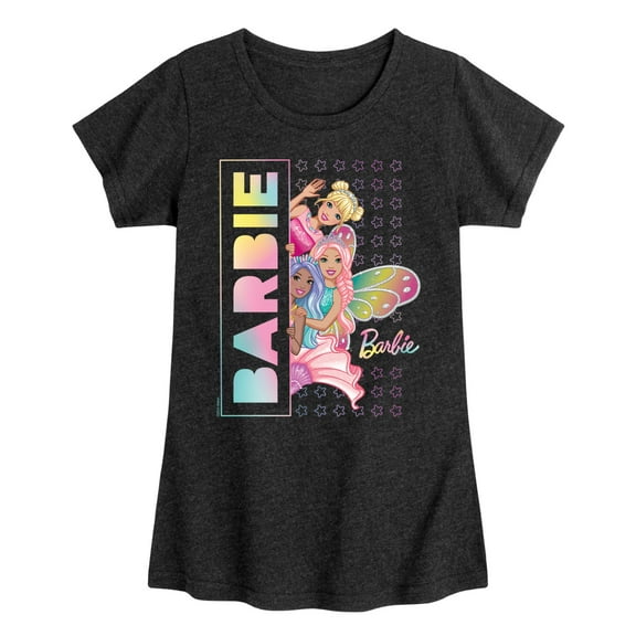 Barbie - Barbie Vertical Sign  - Girls Fitted Short Sleeve Graphic T-Shirt