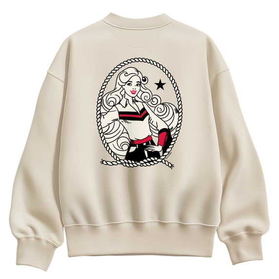 Barbie - Barbie Western Americana Oversized Fleece Crew Sweatshirt