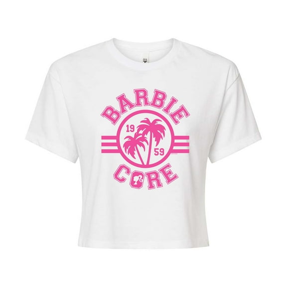 Barbie - Barbiecore Collegiate - Juniors Cropped Cotton Blend T-Shirt