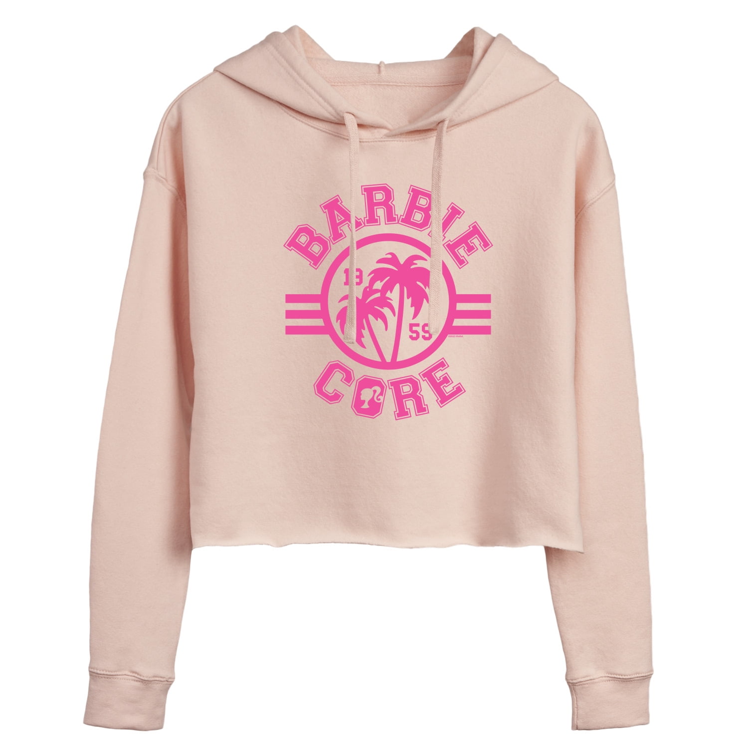 Barbie Barbiecore Collegiate Juniors Cropped Pullover Hoodie Walmart