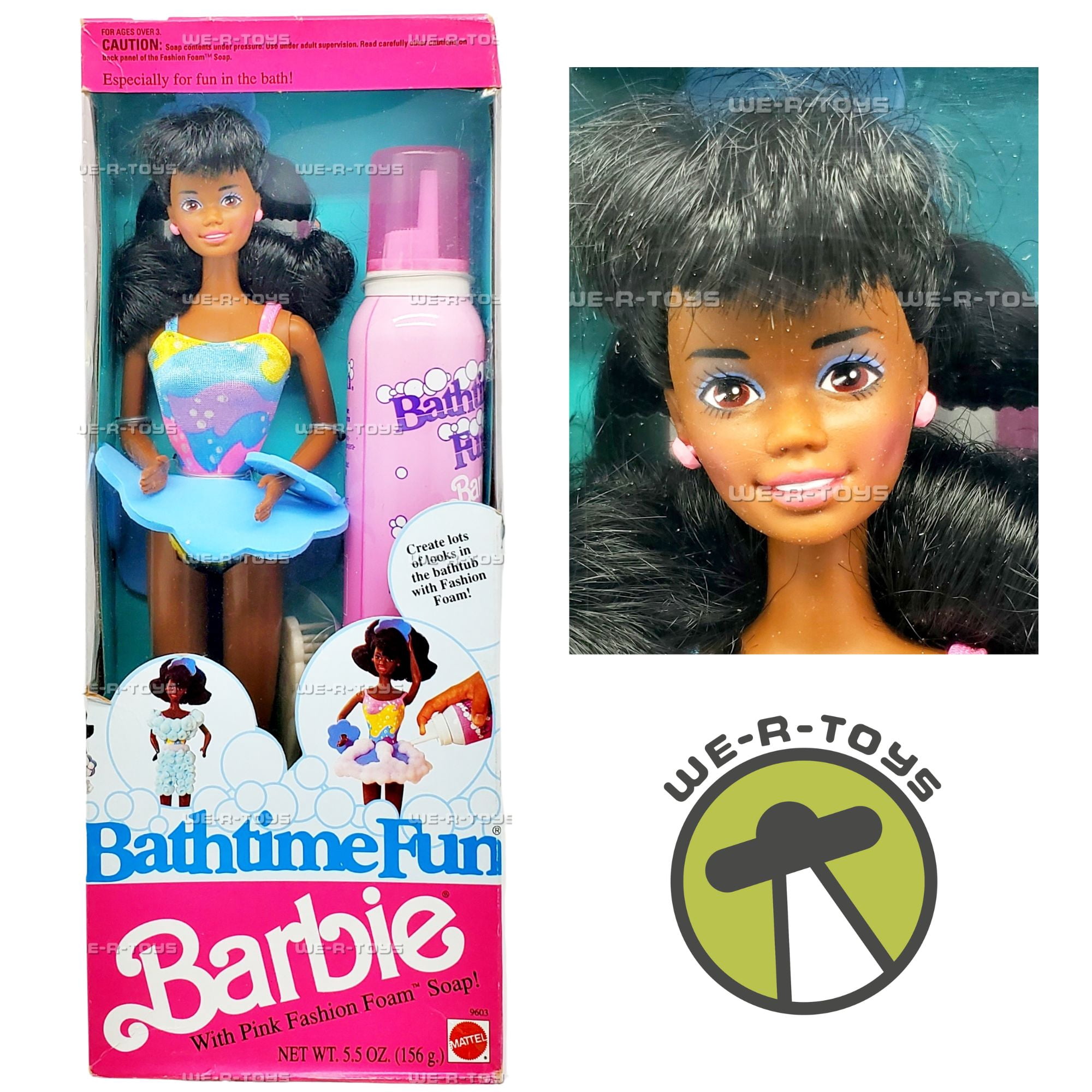 Barbie Bathtime Fun African American Doll 1990 Mattel 9603 - Walmart.com