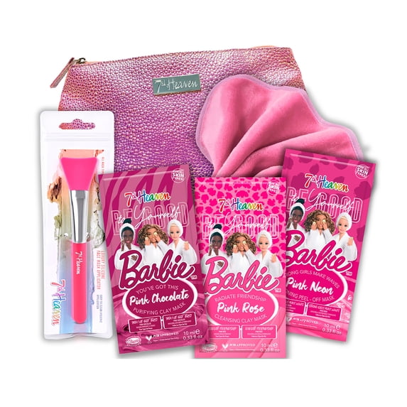Barbie Be Good To Yourself Skincare Set by 7th Heaven for Kids - 6 Pc 3 x 0.3oz Mask, Applicator, Cloth, Cosmetic Gift Bag