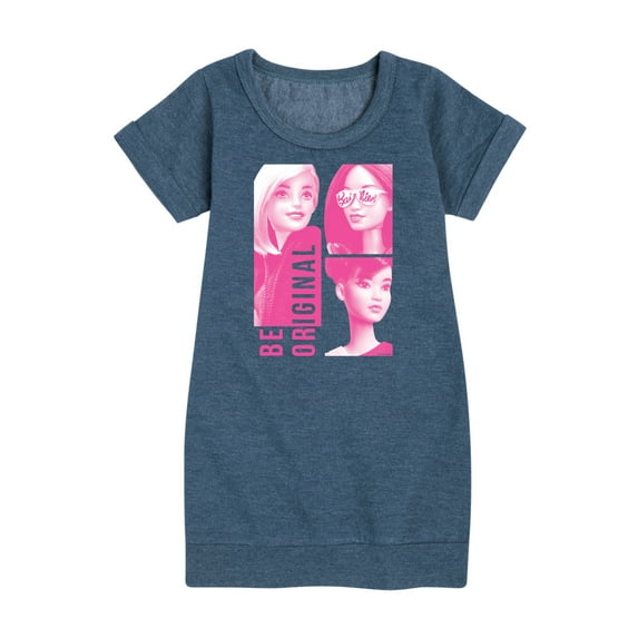 Barbie - Be Original Squares - Toddler And Youth Girls Fleece Dress