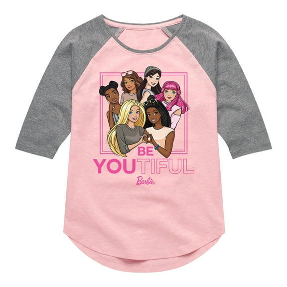 Barbie - BeYOUtiful - All Girls Are Beautiful - Toddler And Youth Girls Raglan Graphic T-Shirt