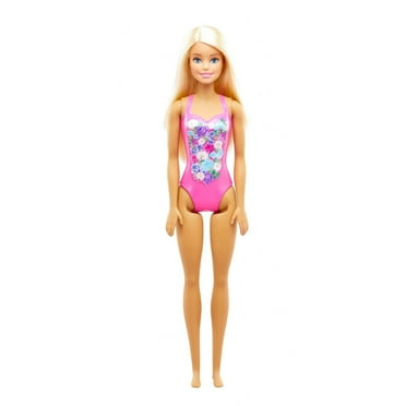 Barbie Beach Doll with Pink Graphic One-Piece Swimsuit