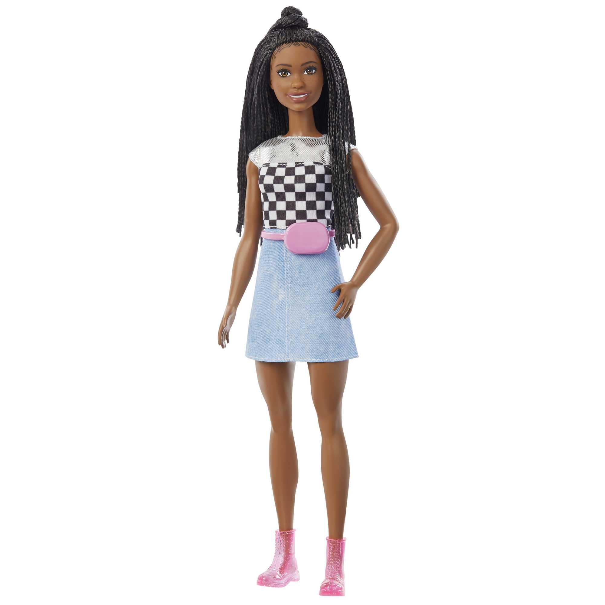 Barbie Big City Big Dreams Doll & Accessories, Brooklyn Doll in Shimmery Top with Bariaded Hair