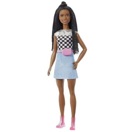 Barbie Big City Big Dreams Doll & Accessories, Brooklyn Doll in Shimmery Top with Bariaded Hair