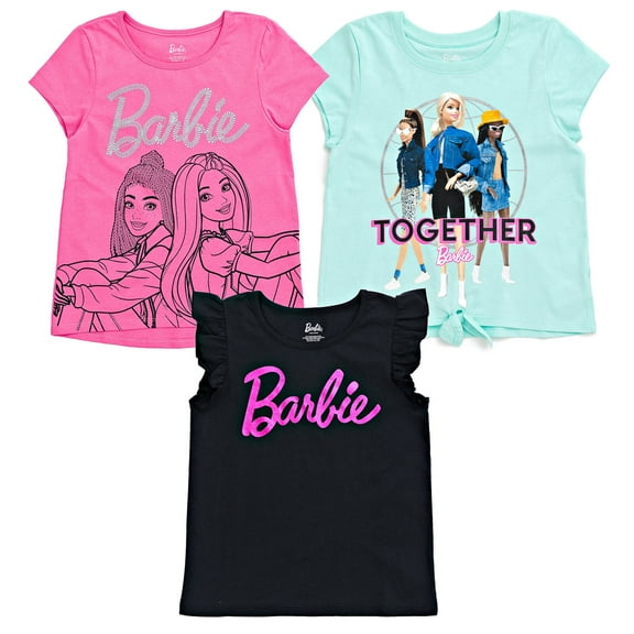 Barbie Big Girls 3 Pack T-Shirts Little Kid to Big Kid