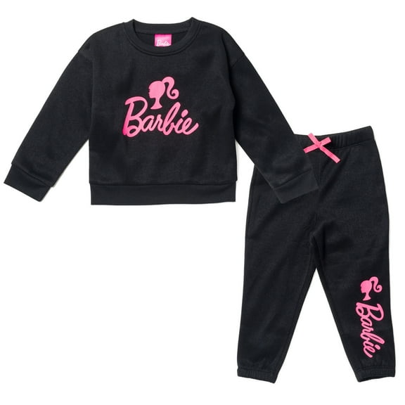 Barbie Big Girls French Terry Sweatshirt and Jogger Pants Set Little Kid to Big Kid