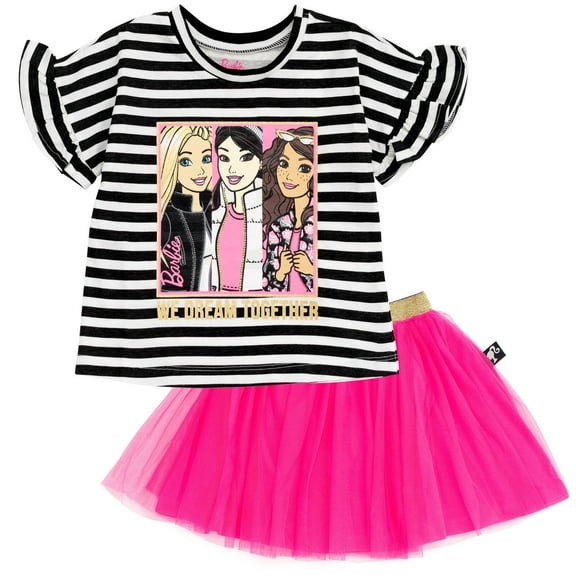 Barbie Big Girls T-Shirt and Mesh Tutu Toddler to Big Kid