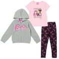 thumbnail image 1 of Barbie Big Girls Zip Up Fleece Hoodie T-Shirt and Leggings 3 Piece Outfit Set Little Kid to Big Kid, 1 of 5