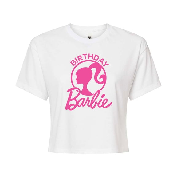 Barbie - Birthday - Juniors Cropped Cotton Blend T-Shirt