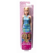 Barbie Blonde Doll with Logo Print Blue Dress New with Tag