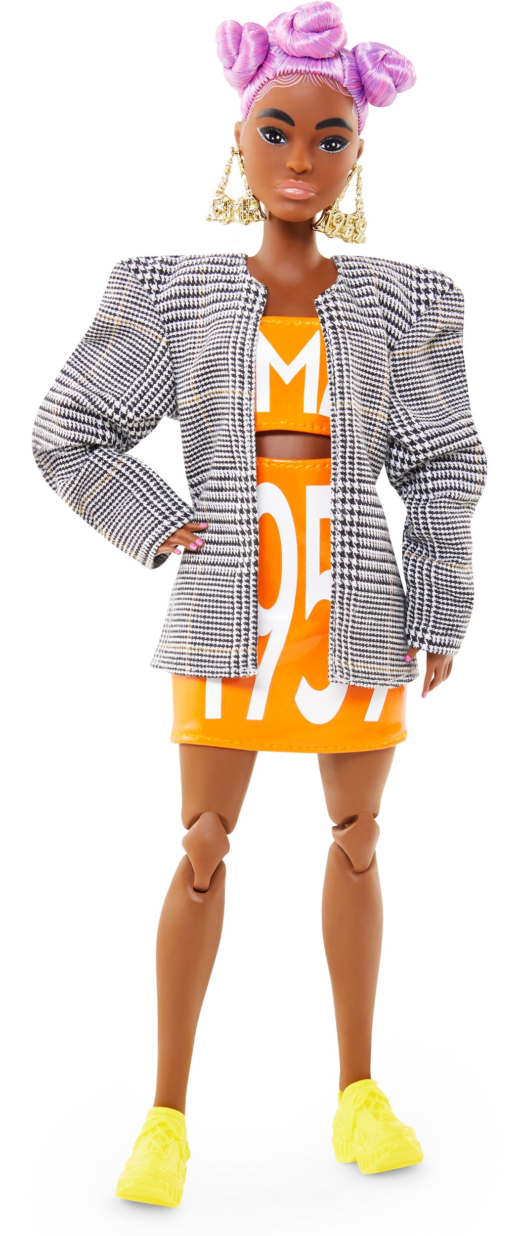 Barbie BMR1959 Fully Poseable Fashion Doll with Braided Hair, Wearing Bike Barbie BMR1959 Doll - Color Block Sweatshirt with Logo Tape