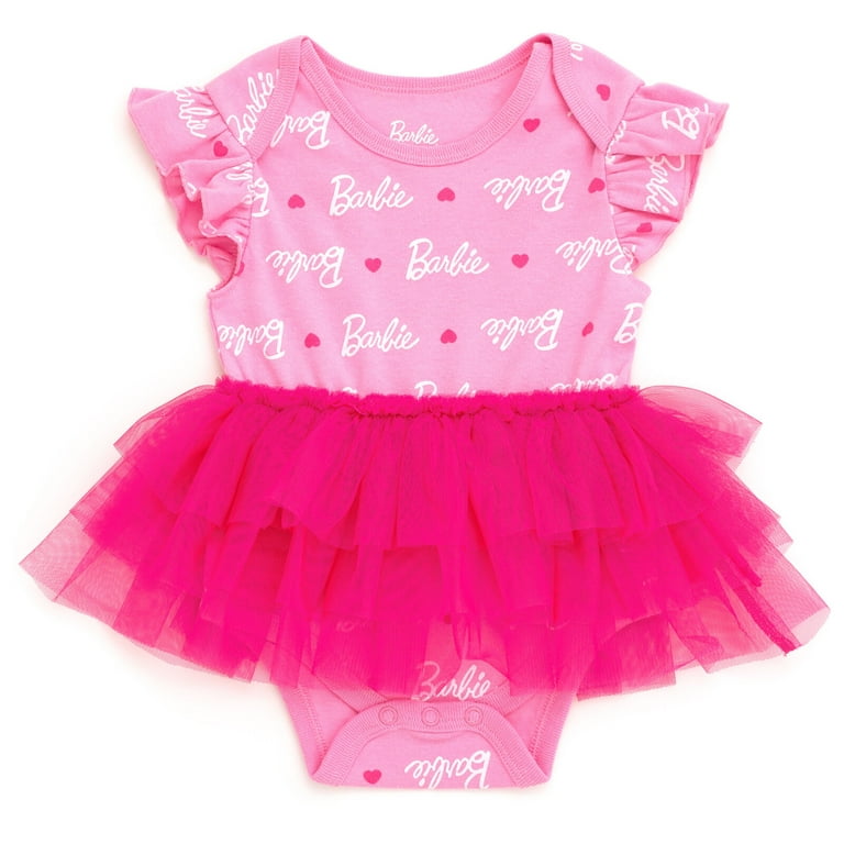 Barbie Newborn to Infant Bodysuit Tutu Dress Logo with Ruffle