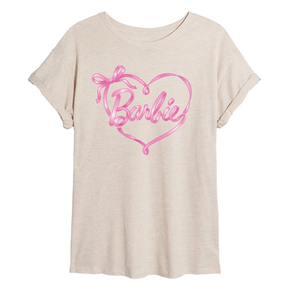 Barbie - Bow Ribbon Heart - Juniors Oversized Graphic T-Shirt