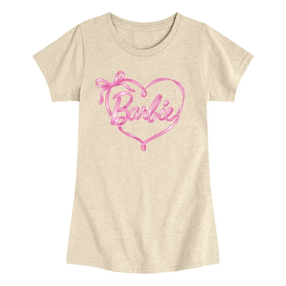 Barbie - Bow Ribbon Heart - Youth Girls Fitted Short Sleeve T-Shirt