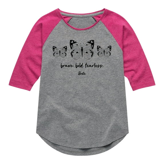 Barbie - Brave, Bold, and Fearless - Butterflies - Toddler And Youth Girls Raglan Graphic T-Shirt