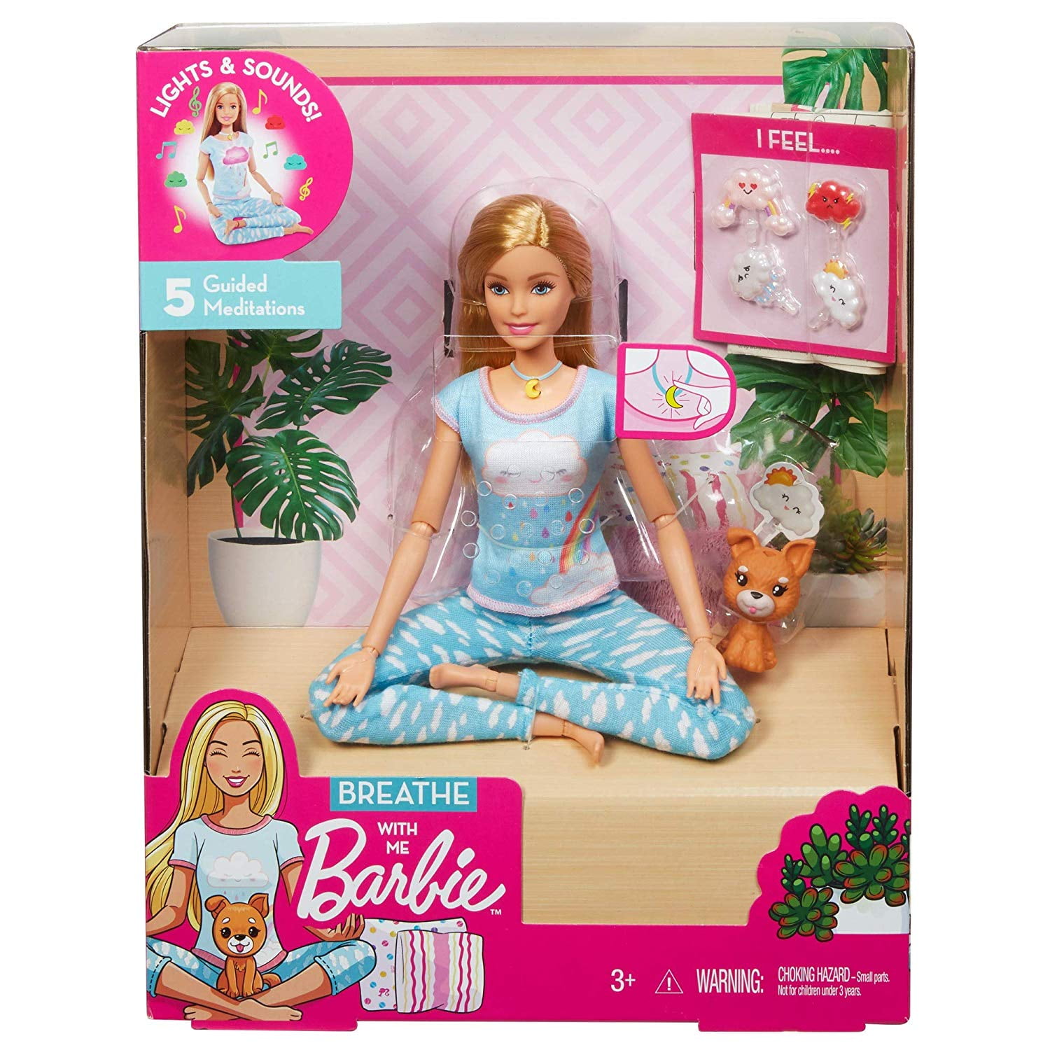 Barbie Breathe with Me with 5 Lights & Guided Exercises, Puppy and 4 Emoji Accessories - Walmart.com