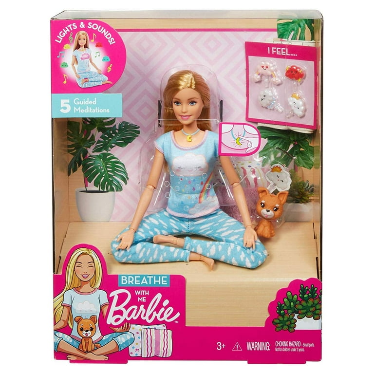 Barbie Breathe with Me Meditation Doll, Blonde, with 5 Lights & Guided  Meditation Exercises, Puppy and 4 Emoji Accessories 