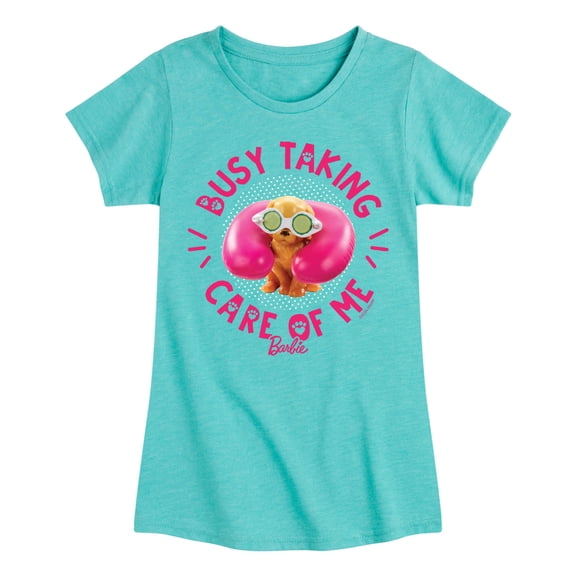 Barbie - Busy Taking Care Of Me - Girls Fitted Short Sleeve Graphic T-Shirt