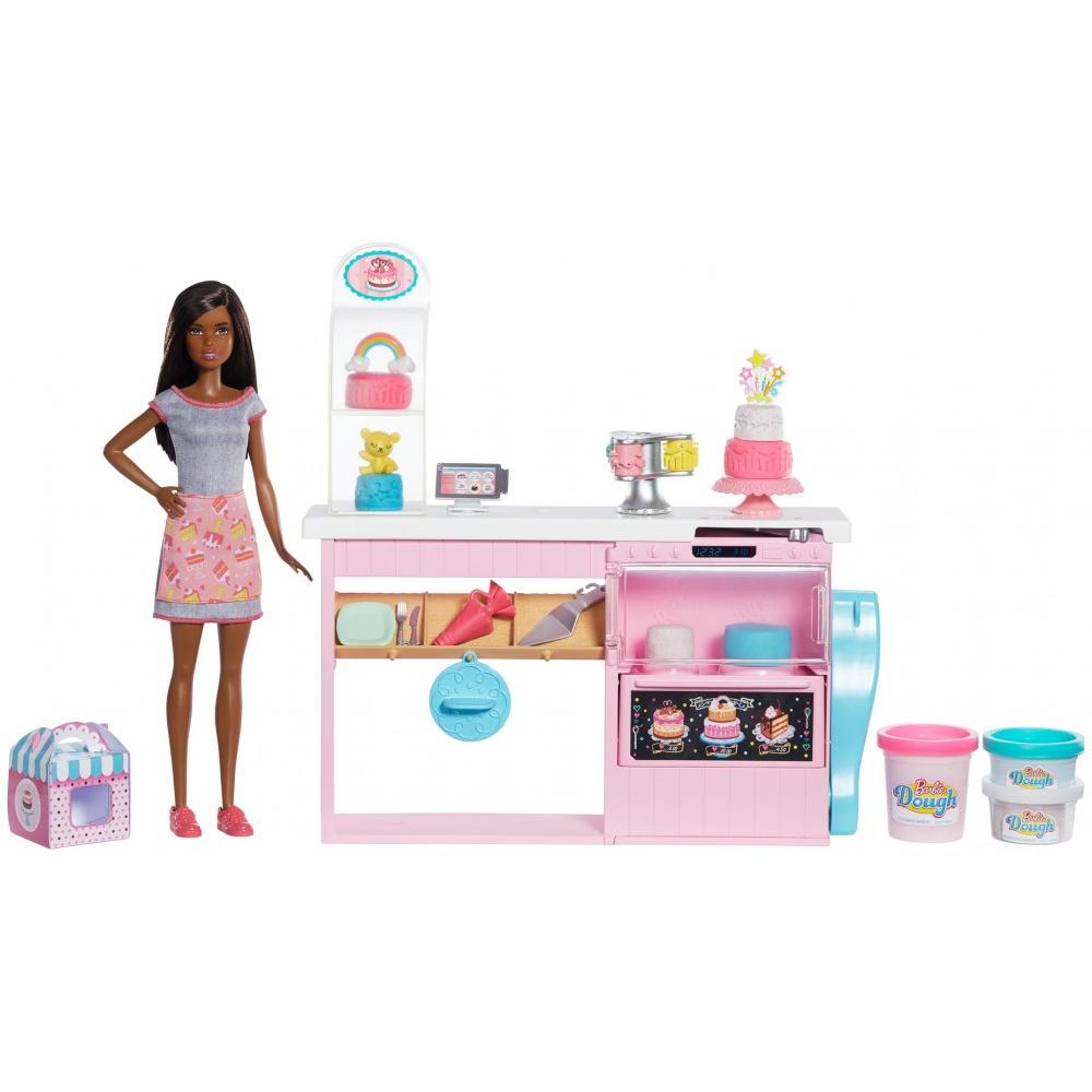 ​​Barbie Cake Decorating Playset with Brunette Doll, Baking Island with Oven, Molding Dough and Toy Icing Pieces for Kids 4 to 7 Years Old​ - image 1 of 16