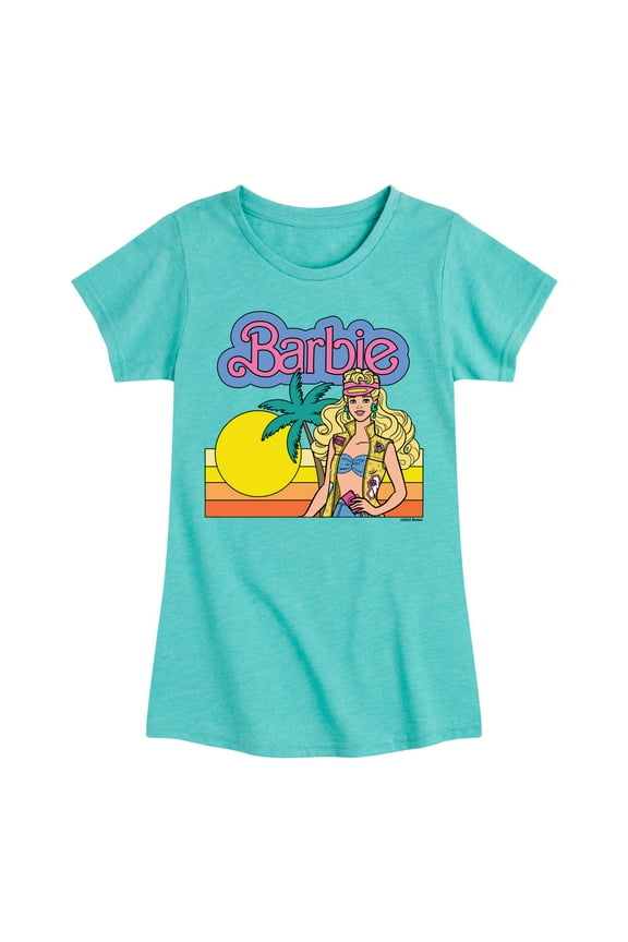 - Cali Sunset Barbie - Girls Fitted Short Sleeve Graphic T-Shirt